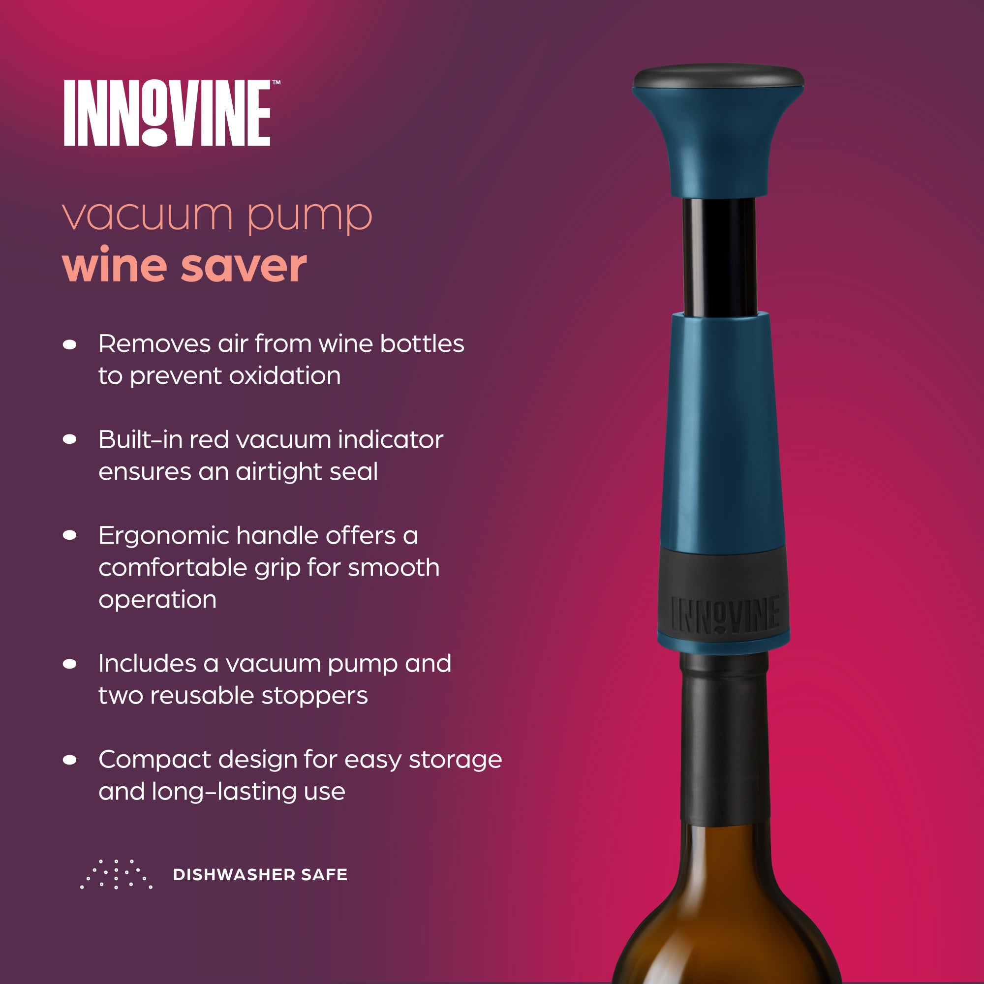 Vacuum Pump Wine Saver in Deep Teal
