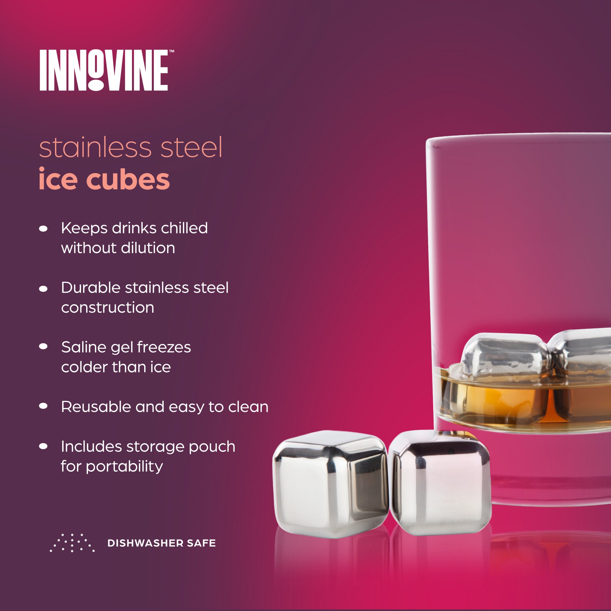 Stainless Steel Ice Cubes, Set of 4